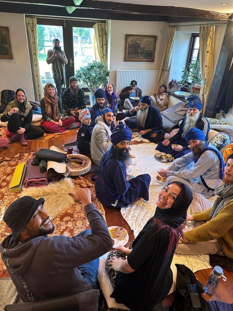 The Group of people enjoying food after chanting for 48 hours 